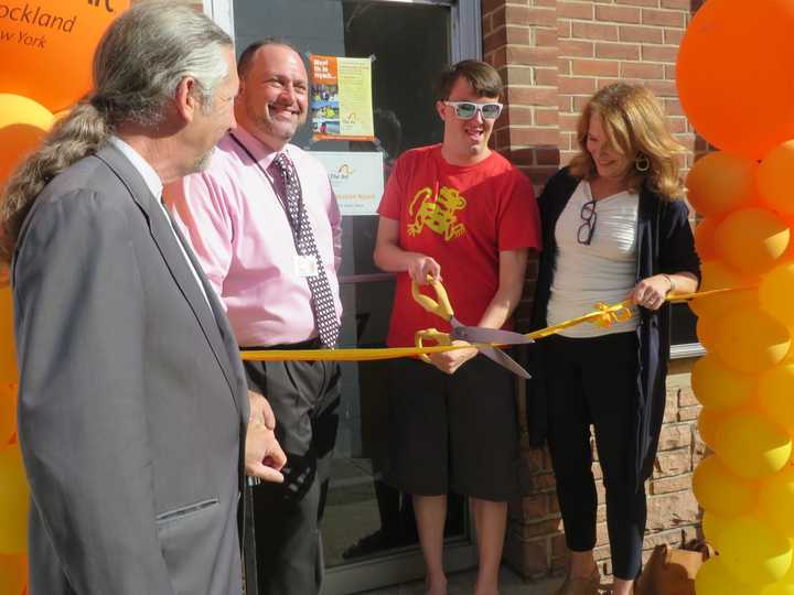 From left: The Rev. John VandenOever, First Reformed Church Nyack; Carmine Marchionda, CEO, The Arc Rockand; Daniel Curtis, The Arc Rockland, Nyack; Jen White, Mayor of Nyack.