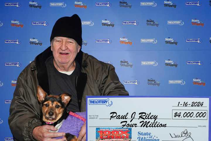 $4M Lottery Jackpot: Peabody Man Brings Dog To Claim His Fortune