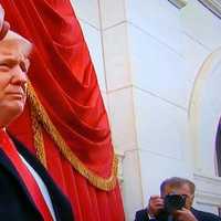 <p>Donald Trump takes the stage at his inauguration.</p>