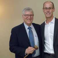 <p>New Board Members Bill Mullaney and Teri Chartouni with new Board President Mike Stern (center).</p>