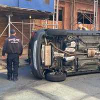 <p>At the scene of Saturday&#x27;s crash on 8th Street in Hoboken.</p>