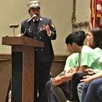 <p>Lt. Joseph Torillo addresses the Lodi Junior Police Academy cadets.</p>