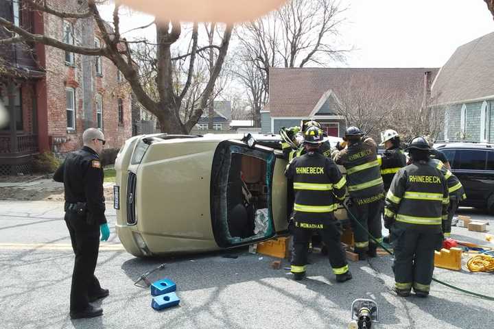 Woman Extricated From Overturned Vehicle After Rollover Rhinebeck Crash