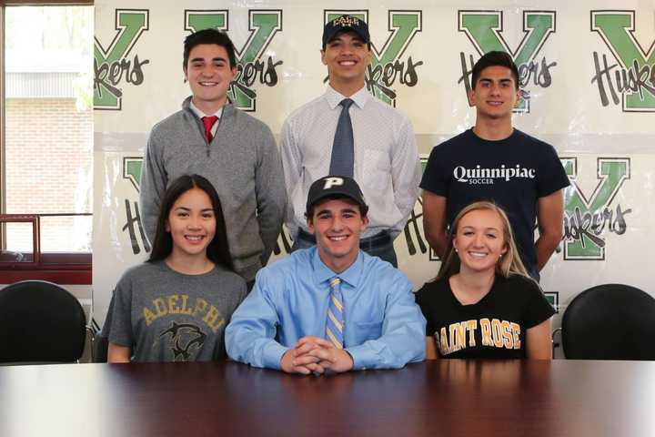 Bottom row, from left: Jayla Masci, Richie Giannasca, Macey Drezek. Top row, from left: Nick DiGuglielmo, Christian Torres and Mauricio Arango.