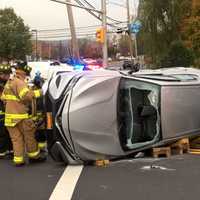 <p>The freed woman was hospitalized following Thursday morning&#x27;s crash on North Franklin Turnpike at Hilltop Road in Ramsey.</p>