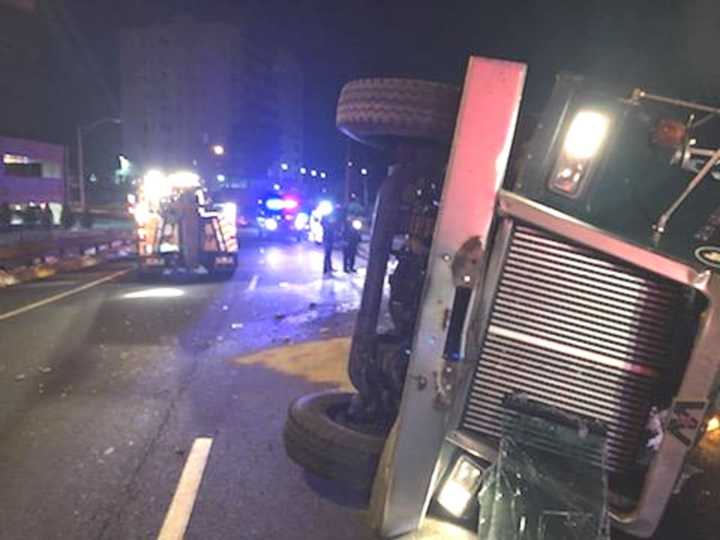 The stretch of Lemoine Avenue at the &quot;S&quot; turn with Fletcher Avenue in Fort Lee was closed for five hours.