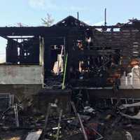 <p>Flames destroyed the Saddle Brook home.</p>