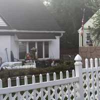 <p>A-smoldering mattress removed from the building in Mahopac.</p>