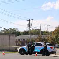 <p>Suffolk County Police investigators surveying the evidence after a 7-Eleven store clerk killed a would-be shoplifter in Melville.</p>