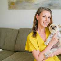 <p>Rachel Hegarty and her dog, Milli.</p>