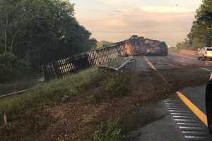 Tractor-Trailer Carrying Blueberries Overturns On I-84