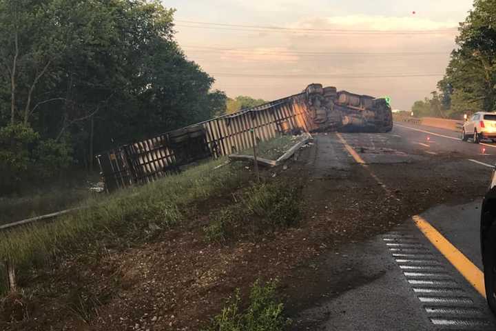 Tractor-Trailer Carrying Blueberries Overturns On I-84