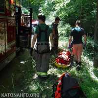 <p>Rescuers hiked to the injured teen.</p>