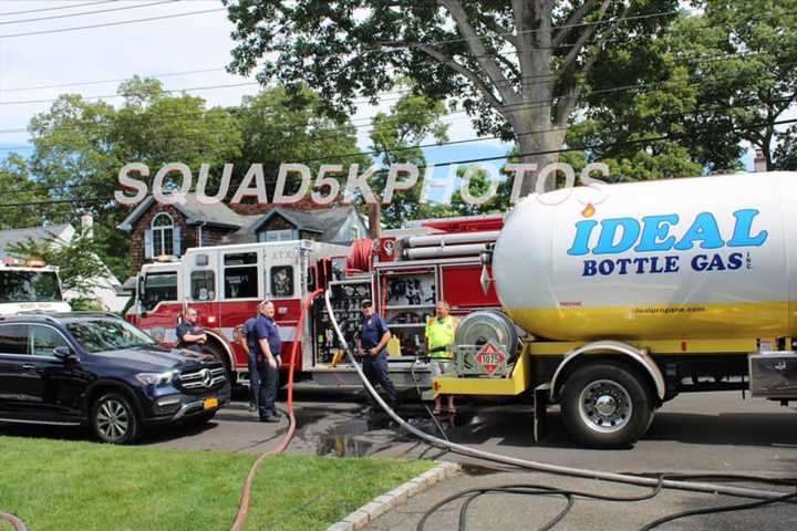 West Islip firefighters responded to a gas-fed propane tank fire.