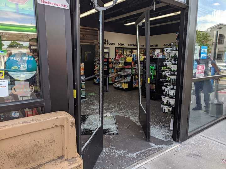 The building housing the gas station&#x27;s convenience store on South River Street in Hackensack remained structurally sound but with significant damage.