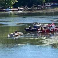 <p>A water search was under way Wednesday morning in Hopatcong after a weed harvester capsized, residents told Daily Voice.</p>