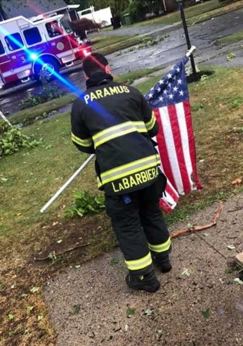 Resident: Paramus Firefighter Raises Fallen Stars And Stripes During ...