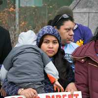 <p>A rally at the Stamford courthouse on Wednesday calls for support for immigrants&#x27; rights.</p>