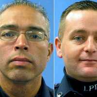 <p>Linden police officers Angel Padilla, Peter Hammer</p>