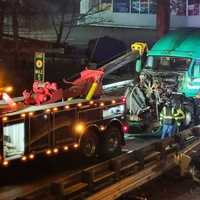 <p>The rig hit the metal railing on eastbound Route 4 just off Main Street shortly after 1:30 a.m. Thursday, March 30, River Edge Police Chief Michael Walker said.</p>