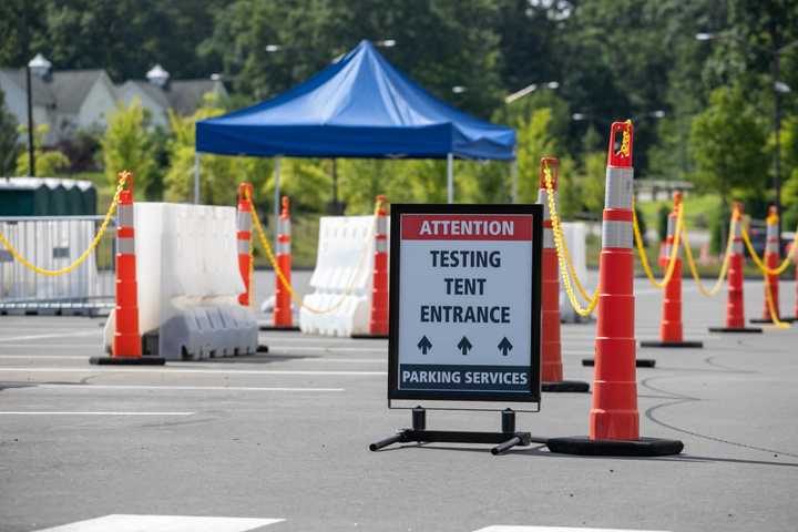 A COVID-19 testing site on the UConn campus.