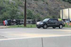 Tractor-Trailer Tips On Flyover At NJ/NY Border