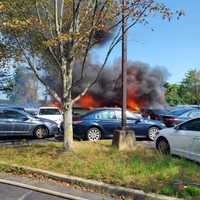 <p>Dozens of cars were destroyed outside the Huntington Hilton when a fire broke out.</p>