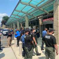 <p>Lakewood police welcome Det. Anderson to Monmouth Medical.</p>