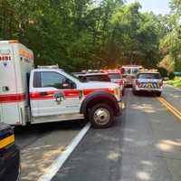 <p>Multiple agencies responded after a car was totaled after crashing near a Northern Westchester reservoir.</p>