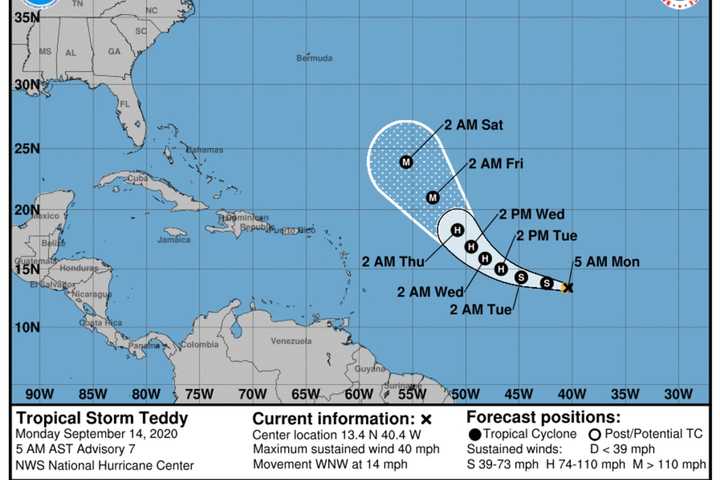 Newly Named Tropical Storm Teddy Expected To Become Hurricane