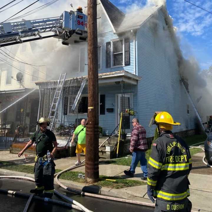 High winds contributed to difficult conditions for Phillipsburg firefighters who battled a residential blaze Sunday afternoon.