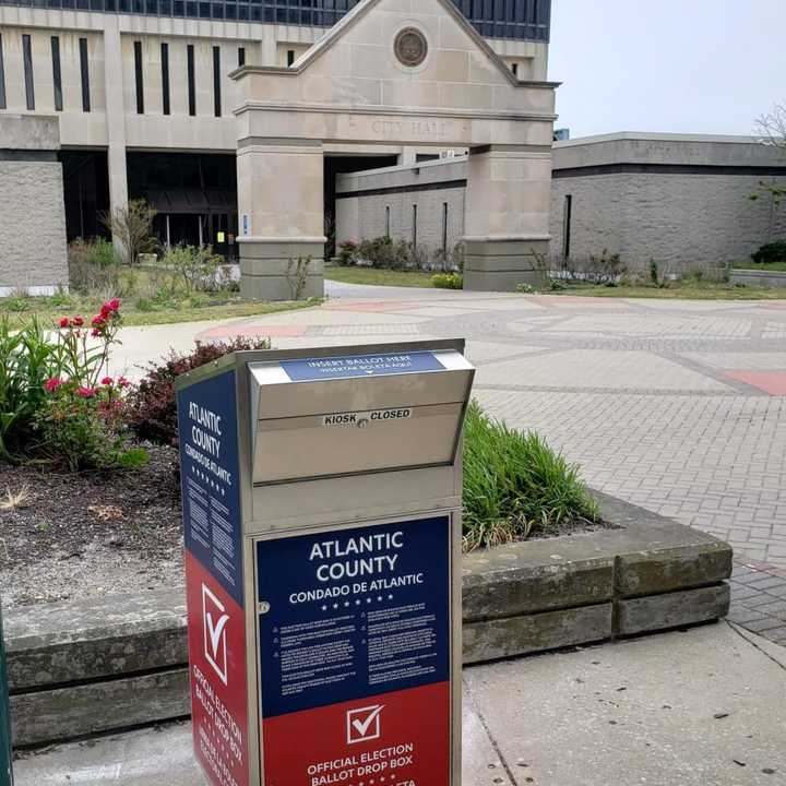 An Atlantic County ballot drop box outside of city hall in Atlantic City, NJ.