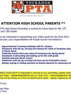 Tuckahoe High School Seeks Room Representatives For School Year