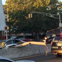 <p>The crash toppled a traffic light on Broadway at 30th Street in Fair Lawn.</p>