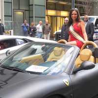 <p>Yonkers resident Jackie DiMaggio at the Columbus Day Parade in NYC. She  has sung there for the past three years.</p>
