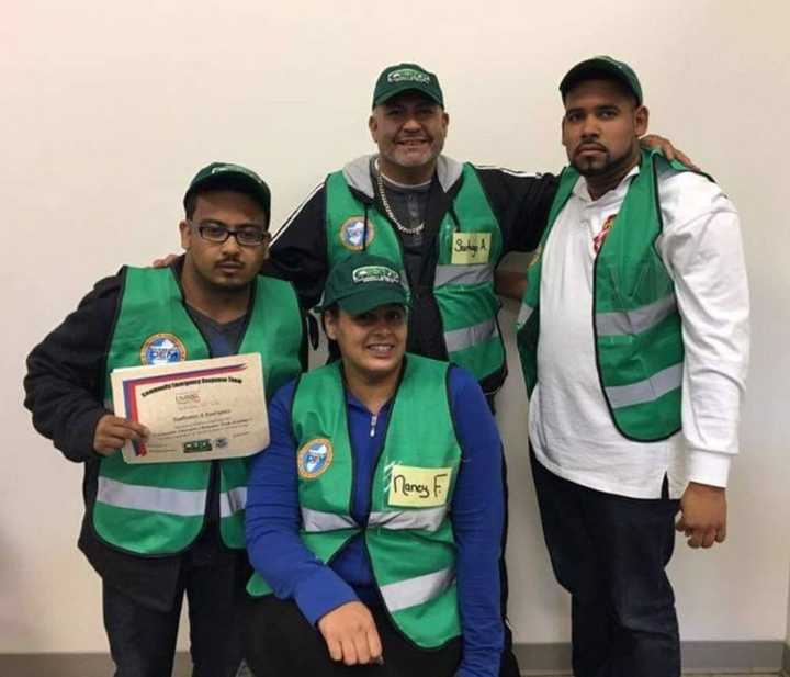 Santiago Almodovar, Nancy India Franceschi, Radhames Rodriguez and Pedro Ruiz, the first volunteers with the Passaic Community Emergency Response Team.