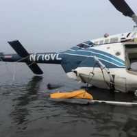 <p>A helicopter made an emergency landing after on Long Island Sound after encountering bad weather.</p>