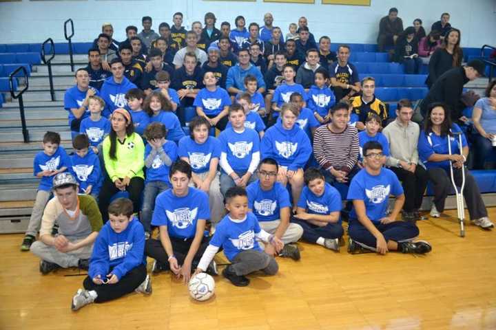 The coaches and players of Saddle Brook Angels.