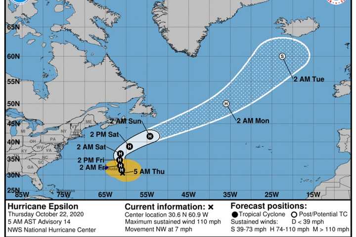 Epsilon Strengthens To Hurricane Status, Generating Large Waves That Will Affect East Coast