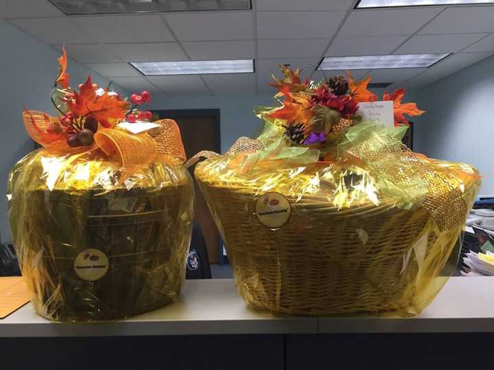 The Clarkstown Police Department received two baskets of holiday desserts from the Redeeming Love Christian Center as an expression of gratitude for the department&#x27;s service to the community. 