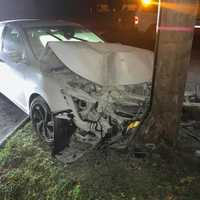 <p>A Montbello teen was arrested after crashing her vehicle into a utility pole.</p>