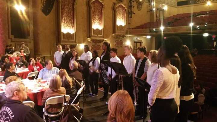 Members of the Peekskill High School band performed at the Hudson Valley Gateway Chamber of Commerce Business Council Breakfast at Paramount Hudson Valley.