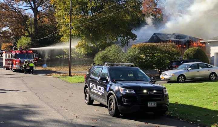 A fire destroyed an addition being added to a New City home as well as part of the main residence.