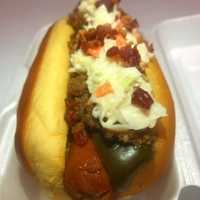 <p>A restaurant fave, the Red Neck Dog.</p>