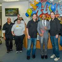 <p>New Rochelle Councilman Jared Rice welcoming A-Game Sports&#x27; new facility to the neighborhood.</p>