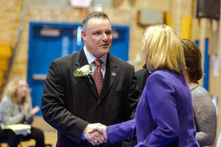 Brian Fitzhenry was sworn in as a councilman by Lt. Gov. Kim Guadagno.