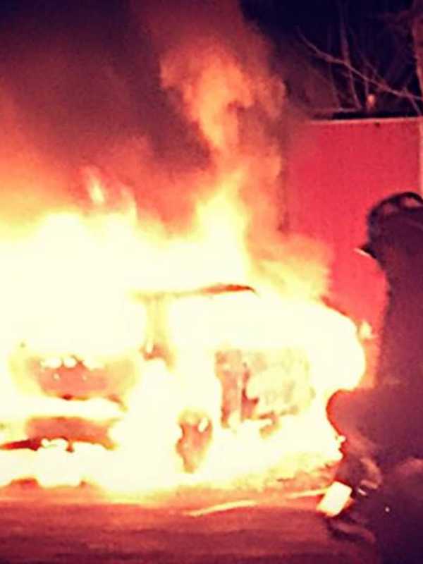 Stratford Firefighters Extinguish Burning Car On Boston Avenue