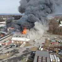 <p>A large fire at an industrial complex destroyed several buildings.</p>