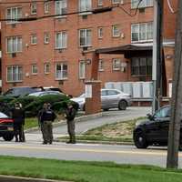 <p>Outside the Royal Towers on West Pleasant Avenue in Hackensack.</p>