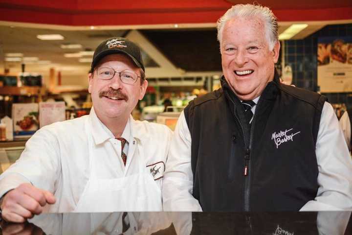 Frank Reihl, at left, at the Market Basket in Franklin Lakes.